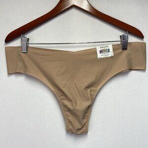Spanx Under Statements Thong Seamless Mid-Rise Women 1X Beige Elastic-Free New
